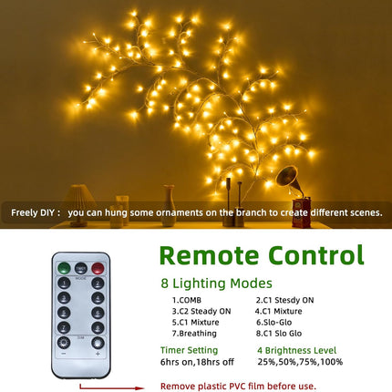 Enchanted Willow Vine Lights with Remote, Christmas Swags Decorations Indoor Room Decor with 40 Clips, 20 Branches 160 LEDs Lighted Willow Vine Lights for Walls Bedroom Home Decor