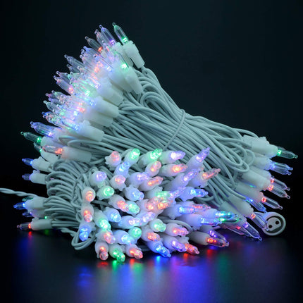 YULETIME 66 Feet 200 Count Color Changing LED String Lights with 10 Modes, Warm White/Multicolor Variable Color Christmas Lights (White Wire)