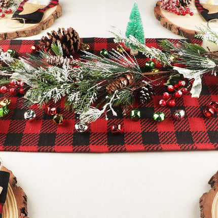 5.9FT Christmas Pine Needle Garland Pinecones Christmas Garland Artificial Christmas Garland with Holly Leaves Pine Needles Red Berry Holiday Garland for Winter Home Mantle Fireplace Stairs Decor