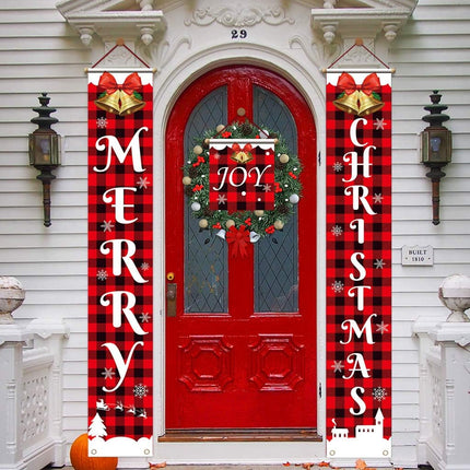 Merry Christmas Door Banners Porch Sign Hanging Banner Flag for Home Wall Indoor Outdoor Christmas Party Decorations (Style 1, 71 x 12 Inch)