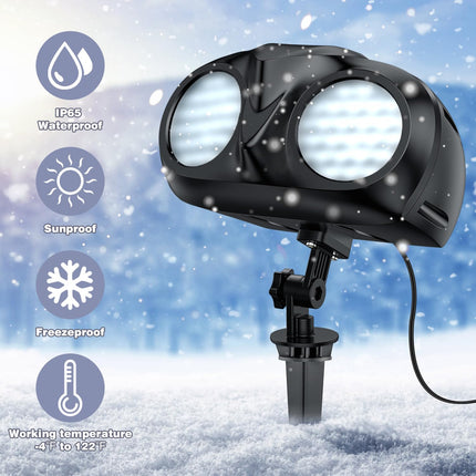 Christmas Snowflake Projector, Double Head Snowflake Projection Lights, Snowflake Light Outdoor Blizzard Projection Lights with Remote Control, Led Snowfall Show Lights for Xmas Holiday Party