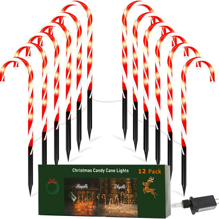 Christmas Decorations 12 Pack 22" Candy Cane Lights with 8 Modes,Christmas Outdoor Decorations Outside for Yard/Garden/Lawn/Tree/Pathway/Patio/Holiday Decor,Christmas Lights Outdoor Waterproof