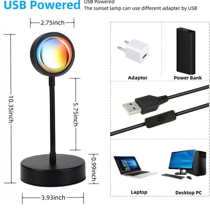 Sunset Lamp Projector Led Lights for Bedroom Night Light RGB Lights Sun Sunlight Sunrise Lamp 10w 360° Rotation Mood Lighting Home/Room Decor Christmas s for Women