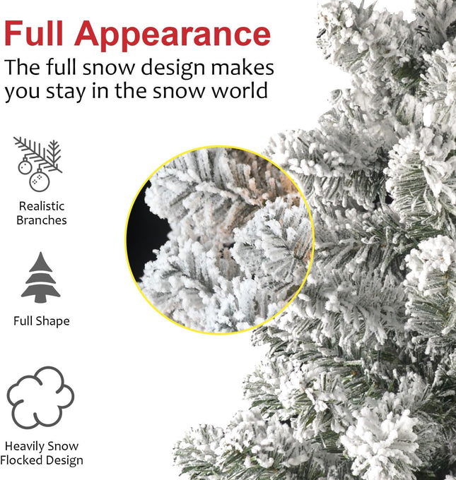 2Ft Snow Flocked Artificial Christmas Tree Holiday White Xmas Tree for Home Office Party Shop Indoor Outdoor Decoration Full Christmas Tree with 58 Branch Snow Tips and Metal Foldable Stand