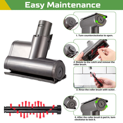 Wior Vacuum Attachments Motorhead For Dyson V6 Dc58 Dc59 Dc62 Dc74 Quickrelease Vacuum Cleaners, Mini Electric Brush Suction Head With Small Cleaning Brush, Vacuum Clean Head Parts