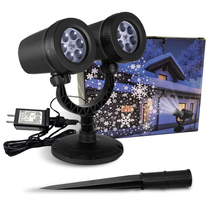 Dynamic Snowflake Projector with d Big Dual-Head, Waterproof Christmas Snow Lights for Winter Indoor Outdoor Party Decorations