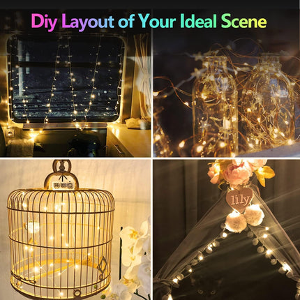 Fairy Lights Battery Operated with Timer, 4PK 20FT 60LED Christmas String Lights Outdoor Indoor, Cuttable Battery Twinkle Lights for Bedroom Home Wedding DIY Christmas Decorations (Warm White)