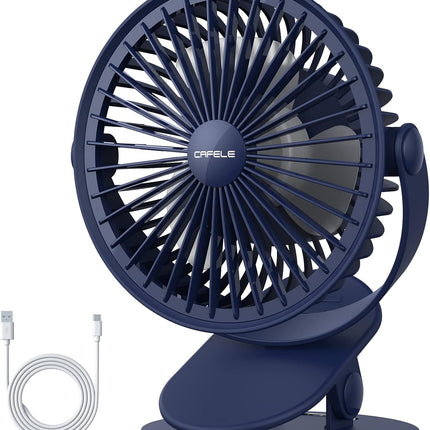 Cafele Stroller Clip On Fan, 【Ultra Quiet】 Rechargeable Battery Operated Personal Fan Strong Airflow, 4 Speeds Max 24Hrs 6Inch