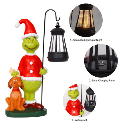 Christmas Decoration Solar Garden Statue Figurine with Light Décor for Outdoor Indoor Home Patio Porch(Style 2)