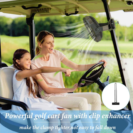 Handfan Upgraded Golf Cart FanStrengthen Clamp, 8 Inch Clip Fan With Clip Enhancer, 10000Mah Battery Operated Rechargeable Fan
