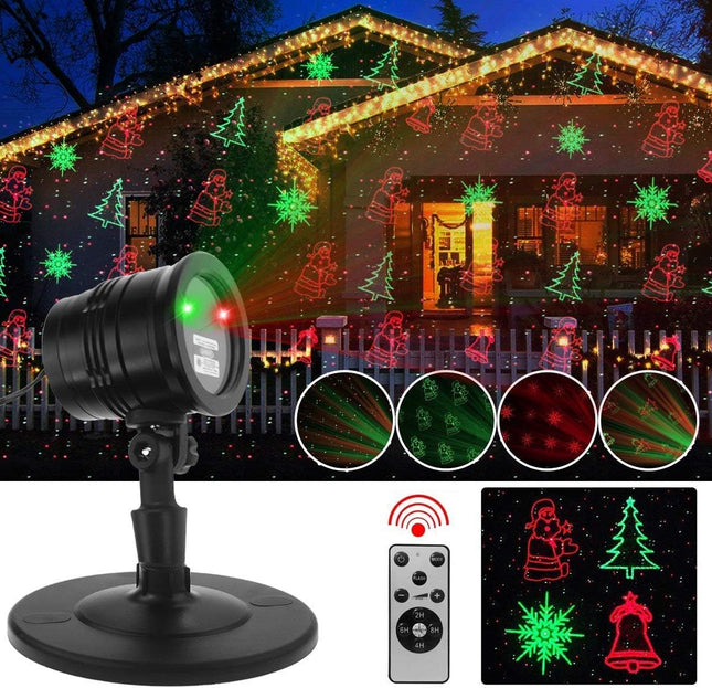 Christmas Projector Lights Outdoor, Christmas Laser Lights Landscape Spotlight Red and Green Star Show with Rf Wireless Remote Christmas Decoratiions for Outdoor Garden Patio Wall Xmas Holiday Party