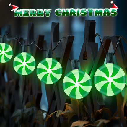 Christmas Lollipop Pathway Lights for Garden Christmas Decoration Green and White,10 LED String Path Sidewalk Lights with Stakes for Outdoor Lawn, Garden, Yard, Sidewalk