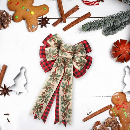 Christmas Wreath Bows - 2 Pack Large Red Black Plaid Burlap Wired Bow for Christmas Wreath, Christmas Party Xmas Tree Ornaments, Presents, Stair, Door, Indoor Outdoor Wall Decorations WG29