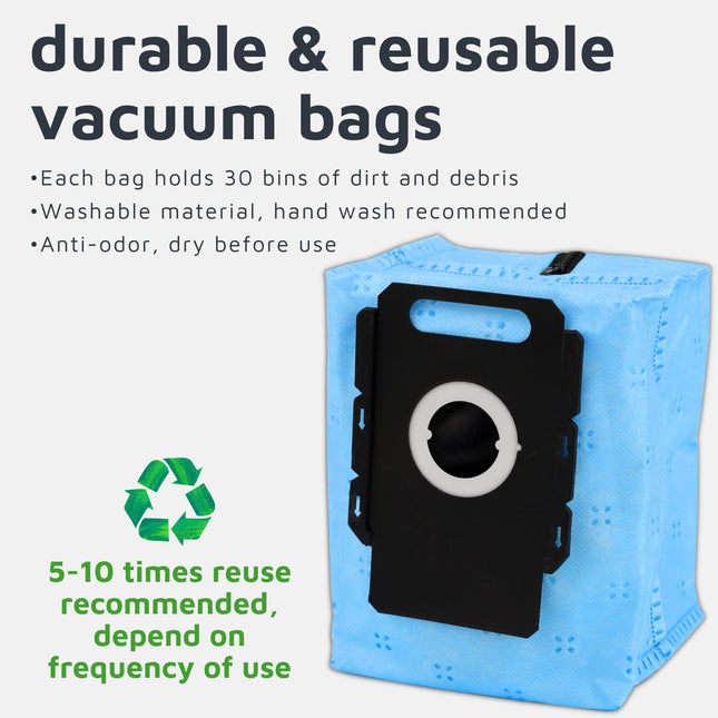 4 Pack Reusable Vacuum Cleaner Bags For Roomba,Compatible With All Irobot Roomba Clean Base, Automatic Dirt Disposal Bags I7,I7+,I3,I3+,I8+,I4+,I6,I6+,I1+,J7,J7+,S9+,Dust Bags With Zipper