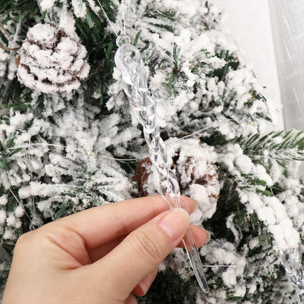 12 PCS Transparent Ice Strip Pendant Crystal Christmas Tree Drop Ornament Christmas Tree Pendants Party Holiday Decoration