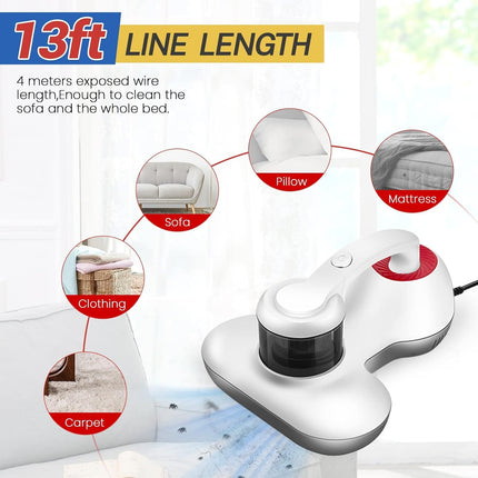 Bed Vacuum Cleaner With 12Kpa Powerful Suction d Handheld Mattress Vacuum Cleaner For Bed Sheet Pillow Couch3 Pcs Hepa Filter, Red And White Lp1003