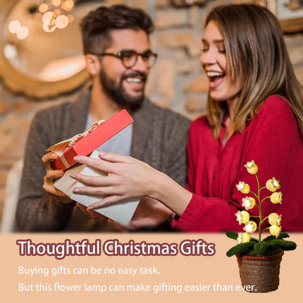 Lily of The Valley Lamp, Crochet Artificial Flowers with Night Lights, Cordless Table Lamp - Women Ideas for Christmas Valentine Mother's Day, Desk Home Decorations