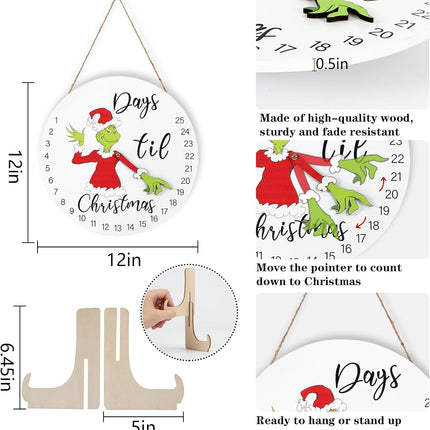 DAZONGE Christmas Decorations Welcome Sign | Christmas Countdown Advent Calendar for All Ages | 12'' Wooden Christmas Wreath with Easel for Door Wall Mantel Decor | Christmas Decor