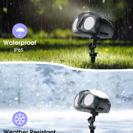 Double Head Christmas Snowflake Outdoor Projection Light,Waterproof Christmas Lights, 180°Rotation Christmas Lights Outdoor, Suitable for Indoor Christmas Holiday Garden Patio Christmas Decorations