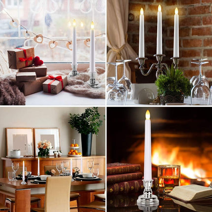 7.9'' Battery Operated Windows Candles with Remote Timers, 6 pcs Flickering Flameless Christmas Taper Candles, Led Bright Warm Lights for Holiday Home Party Thanksgiving Décor