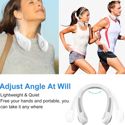Amovo Portable Fan Usb Neck Fans Hands Free Personal Fan Bladeless Mini Fan, 2000Mah Battery Rechargeable, Adjustable 3 Speed