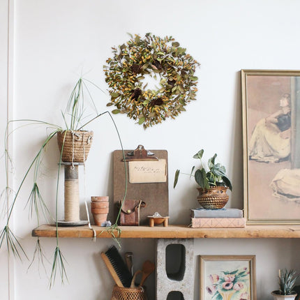 Fall Wreath with Pine Cones and Eucalyptus Leaves, Harvest Wreath for Front Door Farmhouse Indoor Festival Home Thanksgiving Decor,20 Inch