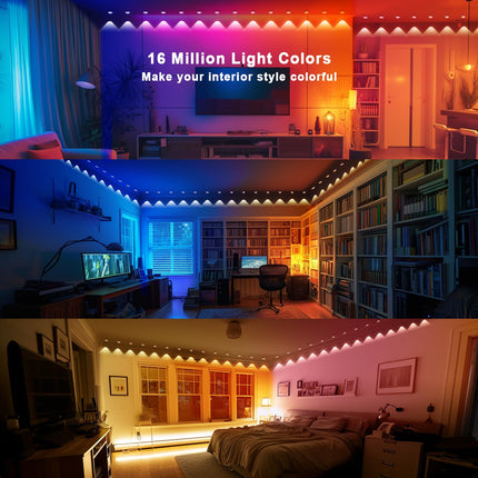 RGB String Downlights, 90ft with 60 LEDs Indoor Wall Light, Smart LED String Lights Works with with App & Remote Control, Color Changing Wall Lamp for Party, Christmas, Music Sync (White)