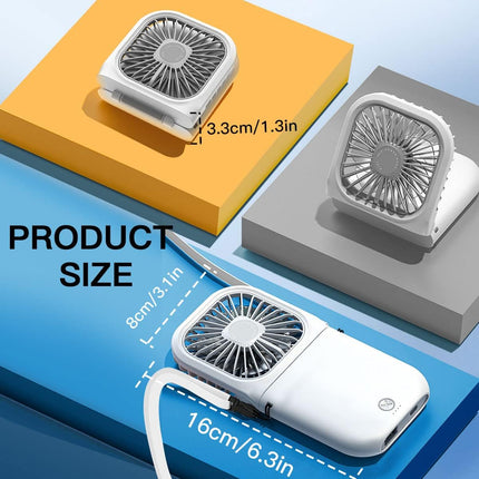 Aicase Handheld Portable Mini Fan Small Battery Operated Fan 6 In 1 Personal Fan 3000 Mah Usb Rechargeable,3 Speed Adjustable
