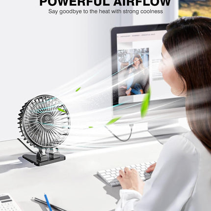 Jzcreater Usb Desk Fan, Mini Fan Portable, 3 Speeds Desktop Table Cooling Fan, Plug In Power Fan, Rotation Strong Wind, Quiet