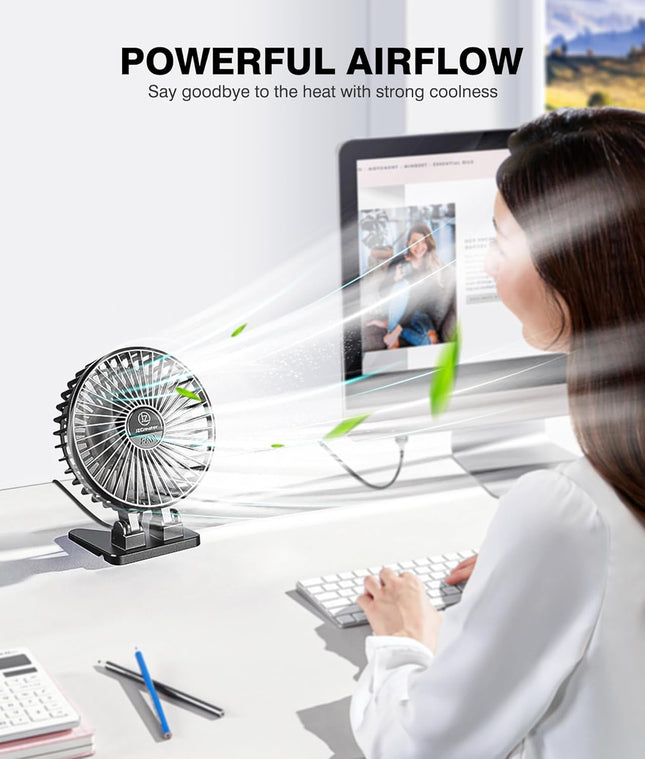 Jzcreater Usb Desk Fan, Mini Fan Portable, 3 Speeds Desktop Table Cooling Fan, Plug In Power Fan, Rotation Strong Wind, Quiet