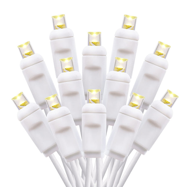 Warm White 50ft UL Listed 100 Count Outdoor LED String Lights Commercial Grade 5mm Wide Angle Christmas Lights for Garden Tree Lighting Decoration, IP65 Waterproof, White Wire