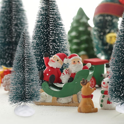 Mini Snow Frost Trees Mini Christmas Tree Plastic Winter Snow Ornaments Tabletop Trees for Holiday Party DIY Room Decor Home Table Top Christmas Decoration Diorama Models 4PCS (2", 3", 5", 8")