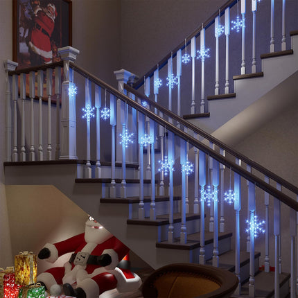 Christmas Snowflake String Lights 9FT 150 LEDs Icicle Lights with 10 Drops for Indoor Outdoor Decoration Waterproof Connectable Christmas Light for House, Garden, Patio, Yard, Wedding, Xmas