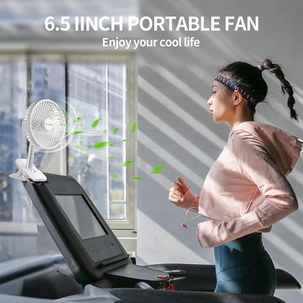 Portable Clip On Fan, 8000Mah Desk Fan, Usb Rechargeable Personal Fan, Small Table Fan With Clamp, 2 Speed Timing 4 Speeds Quiet