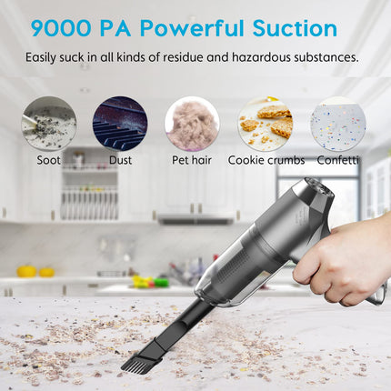 Aorika Car Vacuum Cleaner Cordless, Handheld Vacuum&Air Duster, 9000Pa Suction High Power Wetdry Use Vacuum Cleaner With Multinozzles For Vehiclehomeoffice, Multiple Hair