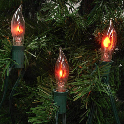 10FT Flickering Amber Flame C18 Religion Lights Christmas Lights Decor Party Room Garden Docor 1 Watt, 120 Volt, Green
