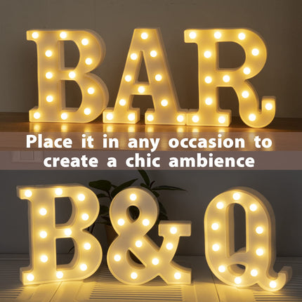 HXWEIYE Light Up Letters LED Marquee Letters Lights Sign 26 Alphabet and 10 Number Big Lights Letter for Party Birthday Bar Battery Powered Christmas Decor Letter Lights (Warm White &)