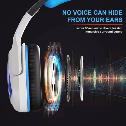 New Updated Wired Over-Ear Headphones - USB 7.1 Gaming Headset with Microphone, Stereo Surround Sound, Noise Isolating, Bass, LED Lights for PC Computer Mac