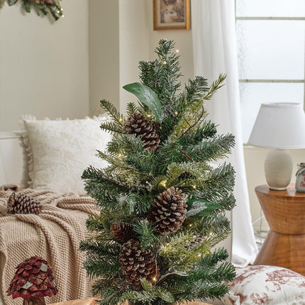 25 Inch Pre-lit Tabletop Christmas Tree, Artificial Mini Christmas Tree with String Lights, Tabletop Small Xmas Tree Perfect Christmas Decoration for Indoor, Living Room, Desktop
