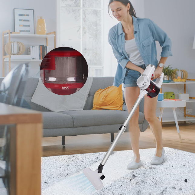 Sohapy Cordless Vacuum Cleaner, Lightweight Stick Vacuum With 2 Modes Powerful Suction, Max 38Mins Runtime, 4 In 1 Household Vacuum Cleaner For Hard Floor Gold White