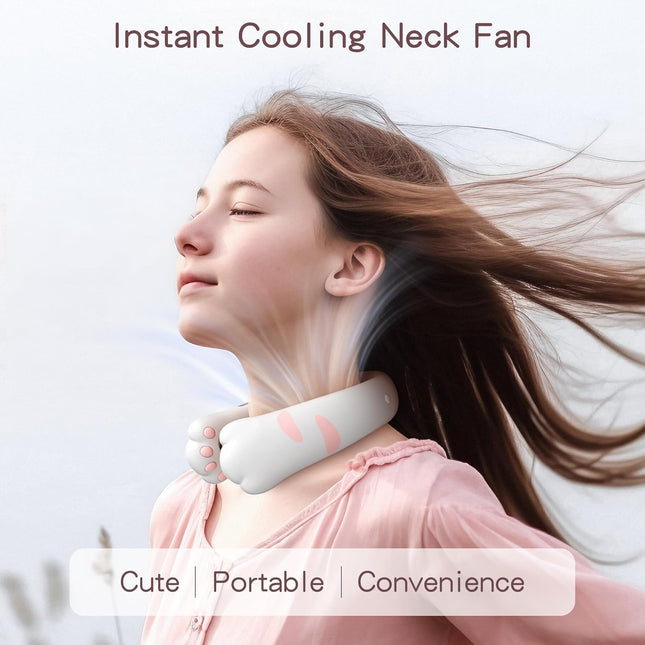 Cute Neck Fan For Kids, Teens, Women, Adorable Portable Fans 3000Mah Battery UsbC Rechargeable,Ultra Quiet Personal Cooling Fan