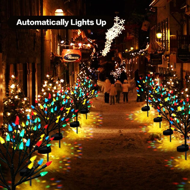 Christmas Outside Decorations Solar Garden Lights Outdoor-2PACK 40LED Multicolor C6 Strawberry Tree Lights with Christmas Party & s Decor,Solar Christmas Candy Lights for Home Holiday Decor