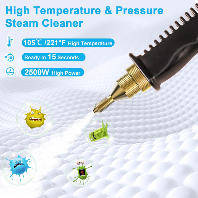 Steam Cleaner, 1200Ml High Pressure Steamer For Cleaning Handheld Steam Cleaner For Home,Hightemperature Steamer Cleaner For Car,Upholstery,Kitchen, Bathroom,Car Detailing,Grout And Tile Blue