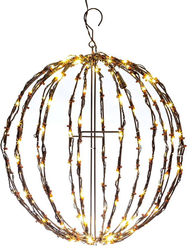 Elf Logic 12” Outdoor/Indoor LED Christmas Light Ball with Automatic Timer. Durable, Waterproof, Long-Lasting, Lightweight Bright Light Ball. Warm LED Lights for Holiday Decor, Patio, Wedding Decor