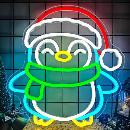 Christmas Neon Signs for Wall Decor Penguin Neon Sign Christmas Neon Lights Dimmable Christmas Led Signs for Bedroom Wall Party Birthday Christmas Decor Presents Penguin Decor