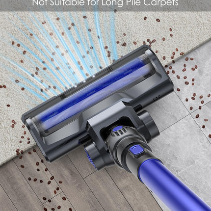 Tatian Cordless Vacuum Cleaner,28Kpa Powerful Cordless Vacuum,40 Mins Runtime,Detachable Battery,1.5L Dust Cup,6 In 1 Lightweight Quiet Stick Vacuum Cleaner For Hardwood Floor Pet Hair,Car,Royalblue