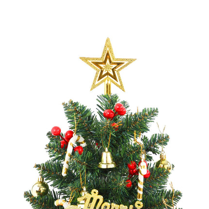 SVNVIOZ Mini Artificial Christmas Tree with Lights and Ornaments, 20"/50cm Mini Xmas Tree Small Tabletop Christmas Tree for Holiday Home Office Decoration (Red & Gold)