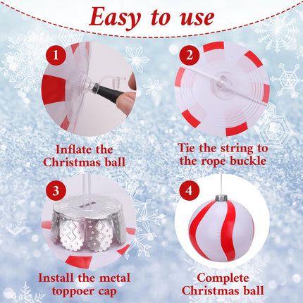 12 Pack Inflatable Christmas Ball Inflatable Christmas Ornaments 12 Inch PVC Inflatable Christmas Balls Hanging Blow up Ball for Christmas Tree Outdoor Yard Garden Porch Door Decorations