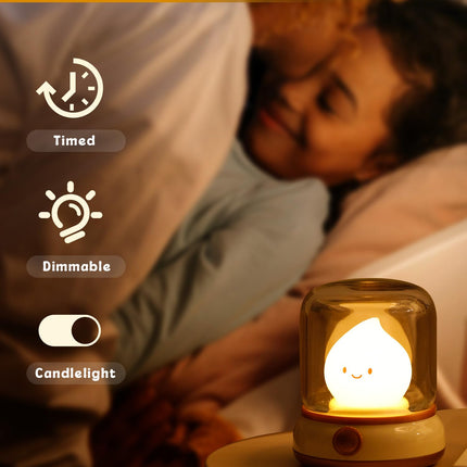 Flameless Candles Lamp, Led Candles,Cute Kerosene Lamp,Silicone Flame Amber Light,Adjustable Dimmable Rechargeable Night Light for Kids,Girls,Teenager Kids Bedroom Christmas