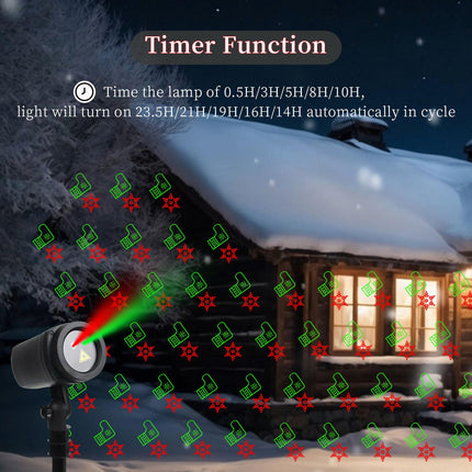 Christmas Laser Lights Projector,12 Patterns for Xmas with RF Remote,Red and Green Star Show,for Outdoor and Indoor, Christmas, Holiday, Party Decor